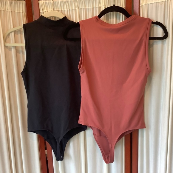 Abercrombie & Fitch Soft A&F Collection 2 Thong Bodysuits Black/ Rust Sz Small - Picture 5 of 6